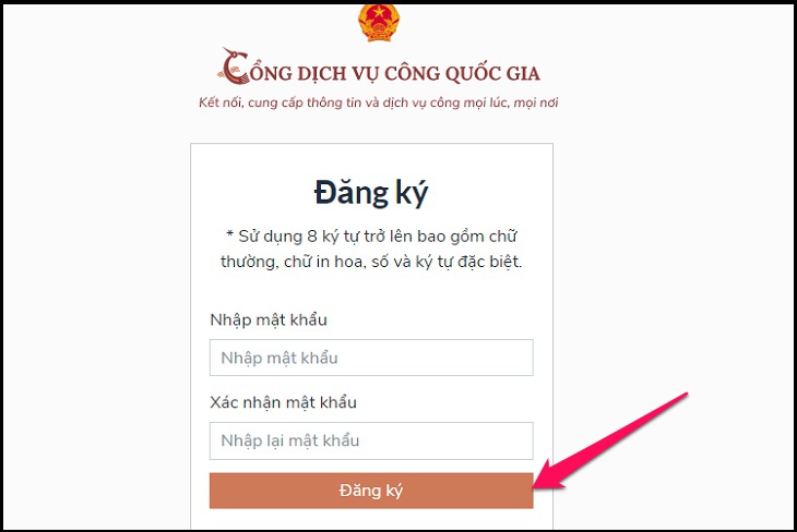 Tạo mật khẩu đăng kí cho tài khoản