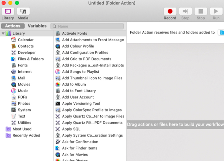 Chọn Folder Action