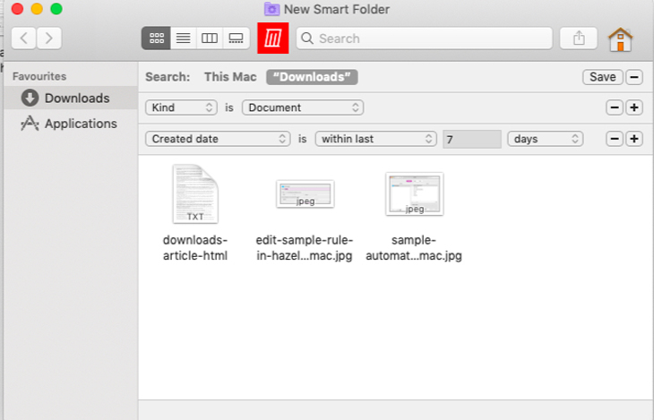 Thư mục Smart Folder sau khi được tạo thành