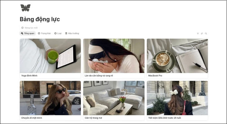 Notion là công cụ mạnh mẽ dành cho những ai yêu thích sự logic và tối giản khi thiết kế Vision Board