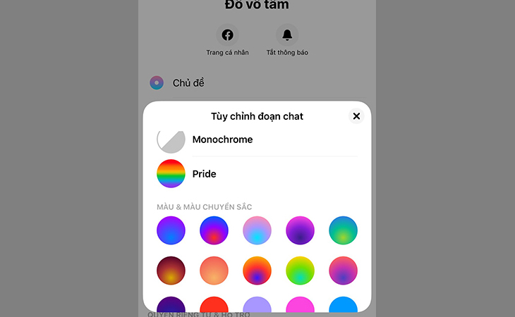 Chọn chủ đề hoặc màu sắc tùy ý