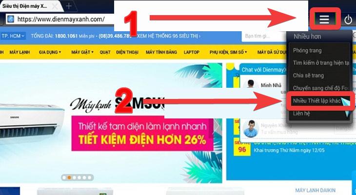 Bạn chọn vào biểu tượng cài đặt (hình 3 dấu gạch). Tiếp đó, bạn chọn