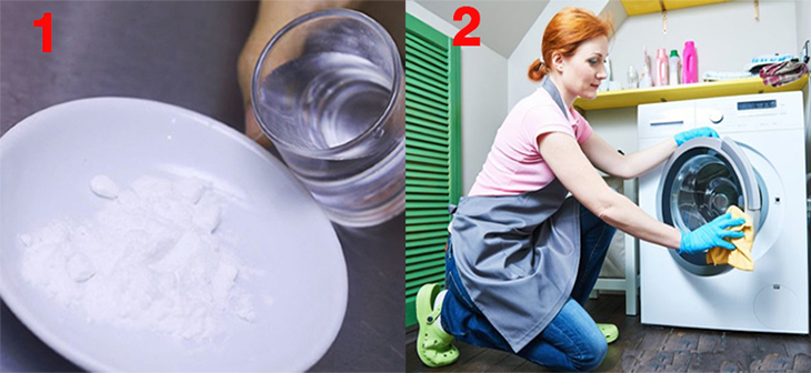 Vệ sinh mặt ngoài máy giặt bằng baking soda