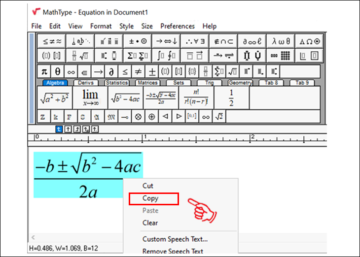 Viết công thức muốn sử dụng trên Word