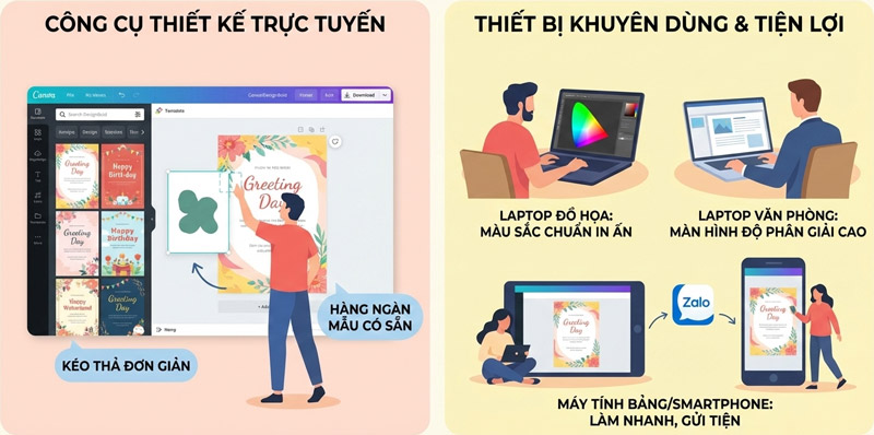 Sử dụng laptop để thiết kế thiệp mời online trên Canva dễ dàng