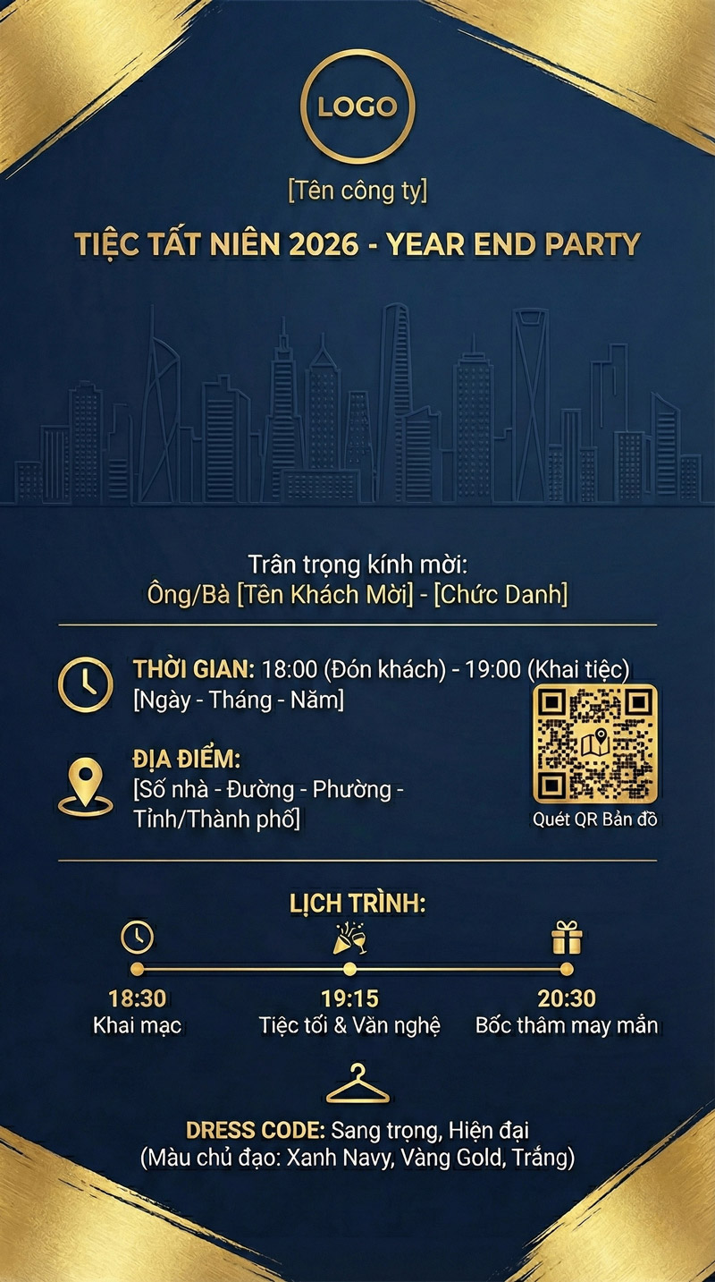 Thiệp công ty ưu tiên phong cách sang trọng, hiện đại, thể hiện văn hóa doanh nghiệp và dấu ấn thương hiệu