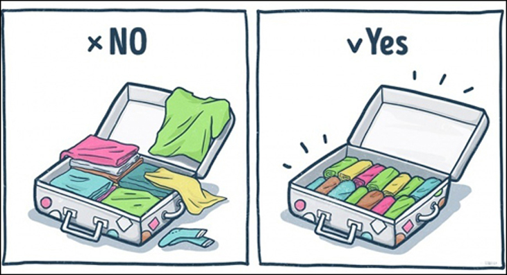 Bạn xếp những vật nặng, có kích thước lớn vào đáy vali.