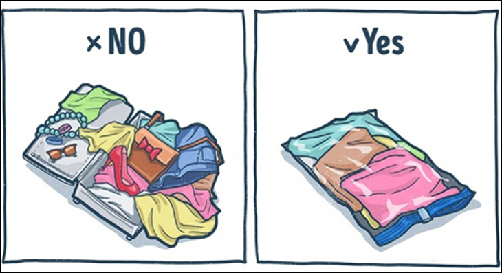 Sắp xếp những đồ dễ nhàu như áo sơ mi lên hàng trên cùng.