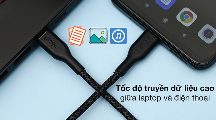 Cáp Type C  - Type C 1m Playa PM2004 truyền tải nhanh tập tin, album ảnh, bộ phim có dung lượng lớn