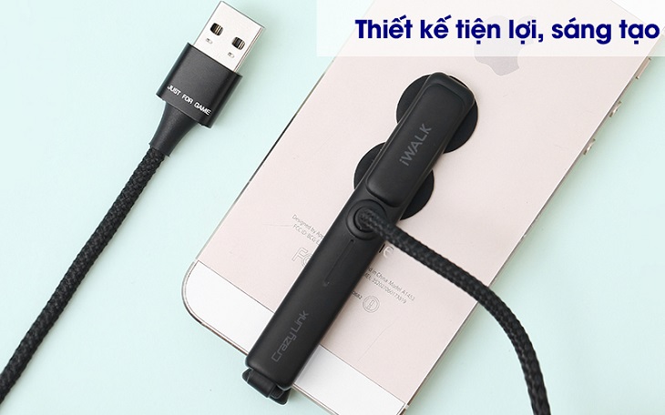 Cáp Lightning 1m iWALK Crazy Link CSC002 Đen với thiết kế thanh ốp gắn vào lưng tiện lợi