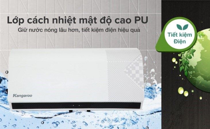 Máy nước nóng gián tiếp Kangaroo 30 lít 2500W KG79A3 được trang bị lớp cách nhiệt mật độ cao PU, giúp giữ ấm nước lâu hơn