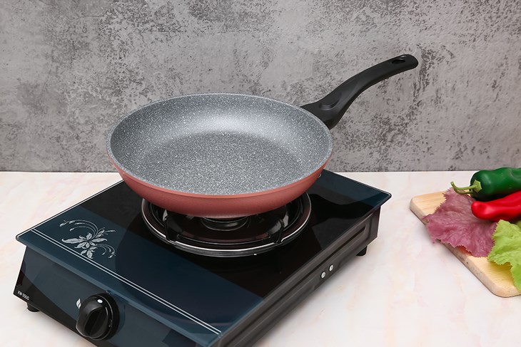 Chảo nhôm chống dính vân đá đáy từ 26 cm Happycook Aura AFP-26IH tương thích với bếp ga, bếp từ và bếp hồng ngoại