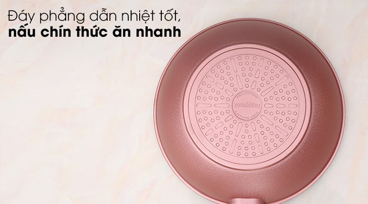 Đáy chảo nhôm sâu chống dính vân đá đáy từ 28 cm Happycook Aura AWP-28IH làm từ chất liệu SS 430 chắc chắn, thiết kế phẳng hấp thu nhiệt nhanh và tỏa nhiệt đều