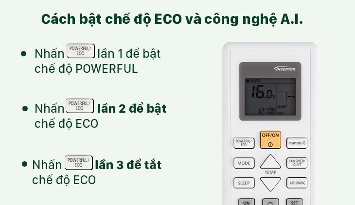 Cách bật chế độ ECO trên điều khiển máy lạnh Panasonic