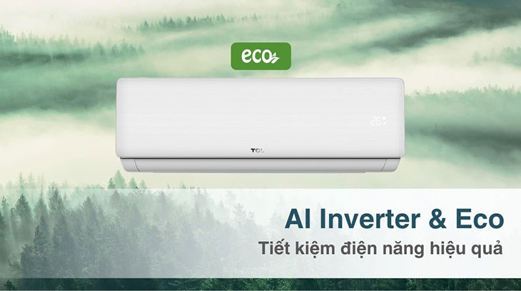 Máy lạnh TCL Inverter 1.5 HP TAC-13CSD/XAB1I trang bị chế độ Eco giúp tăng hiệu quả tiết kiệm đến 25% nhờ khả năng tự điều chỉnh nhiệt độ
