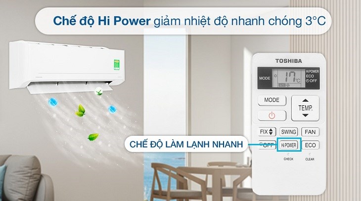 Máy lạnh Toshiba 2 HP Inverter RAS-H18C4KCVG-V sẽ tự động hạ nhiệt độ trong phòng xuống thấp hơn nhiệt độ cài đặt khoảng 3 độ C để nhanh chóng đạt được nhiệt độ mong muốn