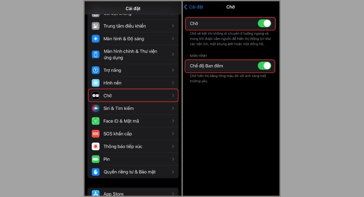 Bạn nhấn vào Chờ để bật chế độ Standby