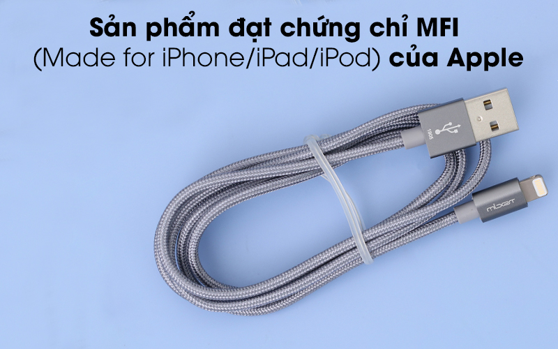 Cáp Lightning MFI 1m Mbest DS286-WB đạt chứng nhận MFi đảm bảo chất lượng cho người sử dụng