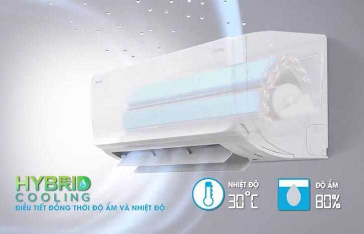 Máy lạnh Daikin Inverter 1.5 HP ATKF35XVMV trang bị công nghệ Hybrid Cooling giúp cân bằng độ ẩm phù hợp