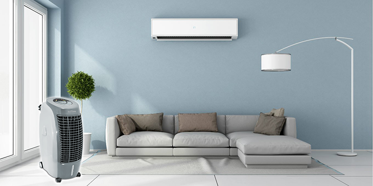 kết hợp máy lạnh và quạt điều hòa