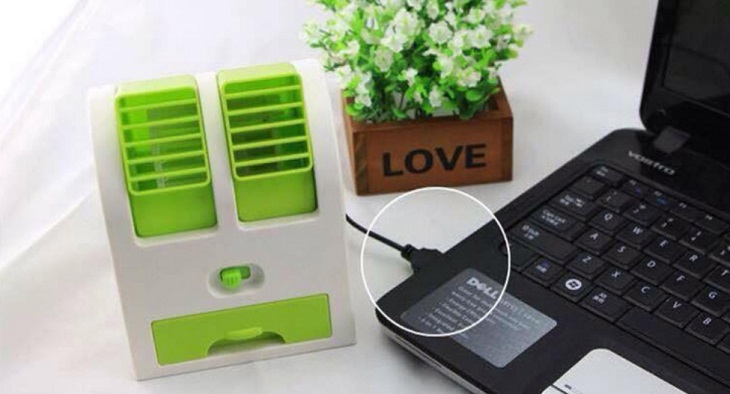 Điều hoà mini cầm tay sử dụng nguồn pin hoặc cắm sạc từ laptop