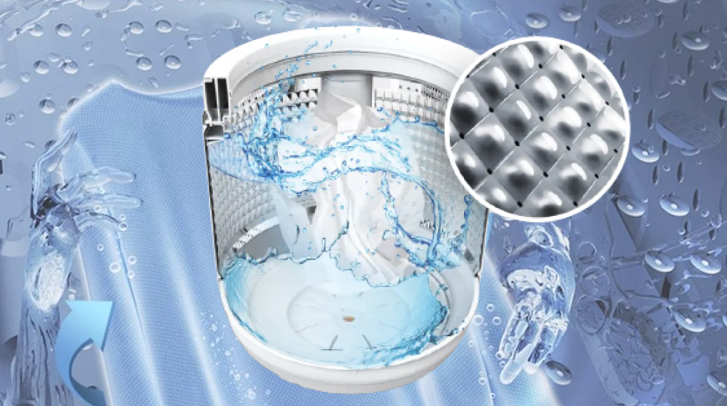 Lồng giặt Pillow của máy giặt Aqua Inverter 16 kg AQW-DR160UHT PS giúp bảo vệ cho quần áo tránh bị sờn, rách và hư hại