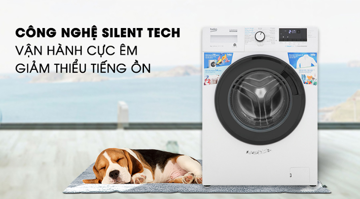 Máy giặt Beko Inverter 8 kg WCV8612XB0ST được trang bị công nghệ Silent Tech vận hành êm ái, giảm thiểu tiếng ồn
