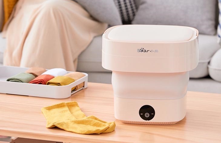 Máy giặt mini gấp gọn tiết kiệm điện nước, bảo vệ quần áo không bị hư hỏng và sử dụng đơn giản