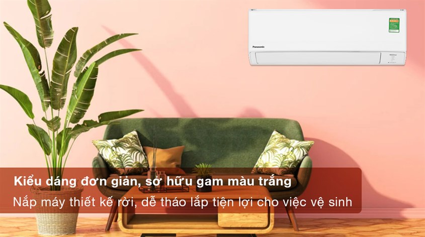 Máy lạnh Panasonic Inverter 1 HP CU/CS-PU12ZKH-8M thiết kế đơn giản và sở hữu gam màu trắng tinh tế, hiện đại