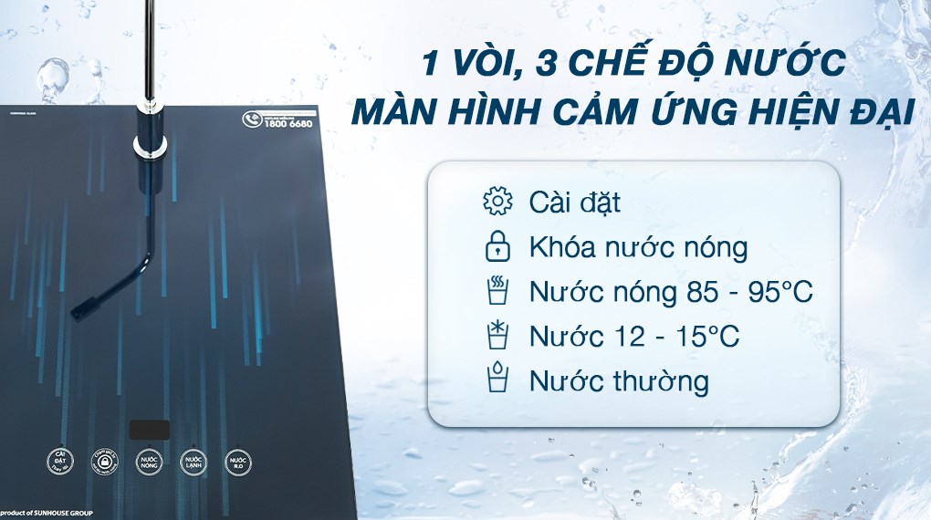 3 chế độ nước nóng - lạnh - thường tiện dụng của máy lọc nước Sunhouse