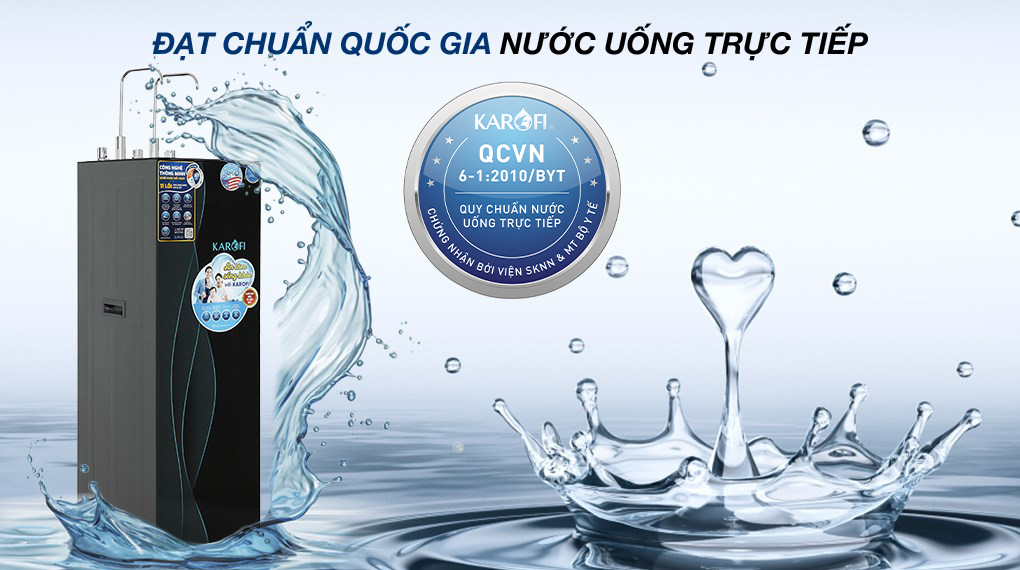 Máy lọc nước RO nóng nguội lạnh Karofi KAD-X68 11 lõi cho ra nguồn nước sạch, tinh khiết, không cần đun sôi giúp tiết kiệm thời gian