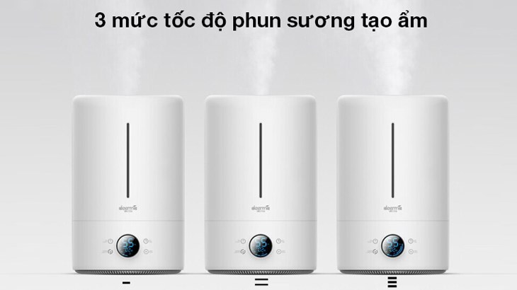 Máy trang bị điều khiển cảm ứng cùng màn hình LCD thông minh giúp bạn theo dõi và điều chỉnh tốc độ phun sương theo ý muốn