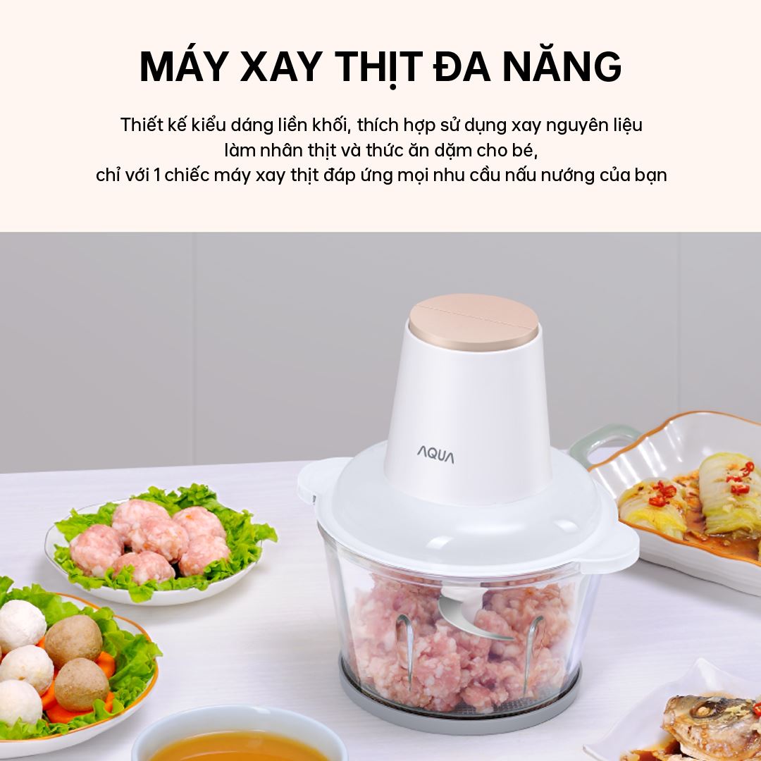Máy xay thịt AQUA AQS-GGS201R(W)-VN thiết kế nhỏ gọn