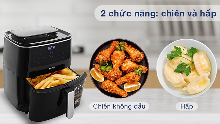 Nồi chiên không dầu kết hợp hấp Tefal FW201815 6.5 lít có 2 tính năng chiên và hấp giúp bạn chế biến đa dạng món ăn, giữ cho món ăn có độ mọng nước, thơm ngon