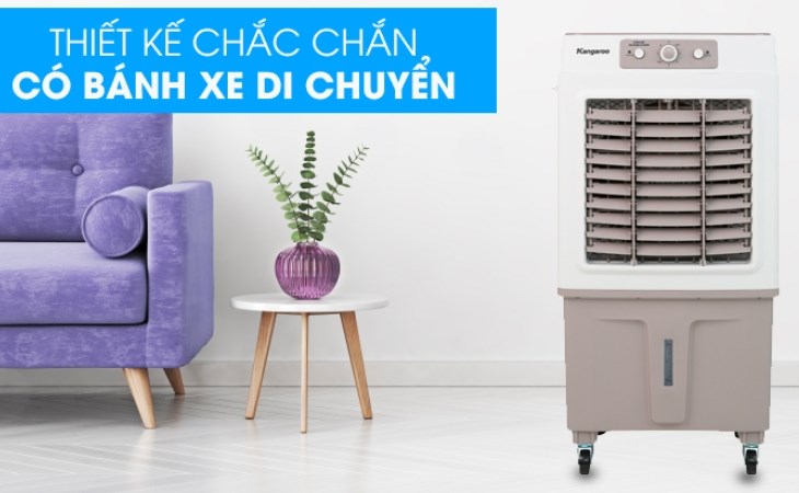 Quạt điều hoà Kangaroo KG50F62 có thiết kế bánh xe, tiện lợi di chuyển mọi nơi
