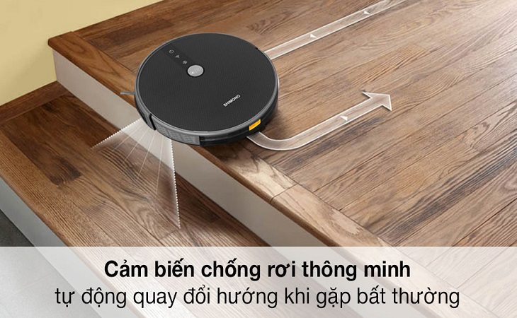Robot hút bụi Shimono RS38B trang bị cảm biến chống rơi thông minh tự động quay đổi hướng khi gặp bất thường