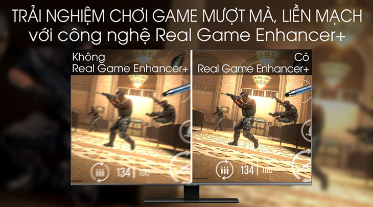 Chơi game mượt mà với công nghệ Real Game Enhancer+ trên Smart Tivi QLED Samsung 4K 85 inch QA85Q80T