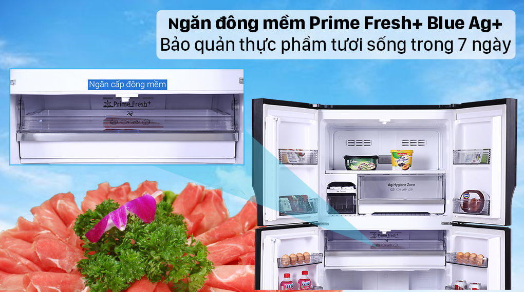 Tủ lạnh Panasonic Inverter 550 lít NR-DZ601VGKV kết hợp ngăn Prime Fresh+ và Blue Ag+