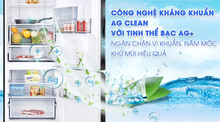 Loại bỏ 99,99%* vi khuẩn nhờ công nghệ kháng khuẩn Ag Clean với tinh thể bạc Ag+