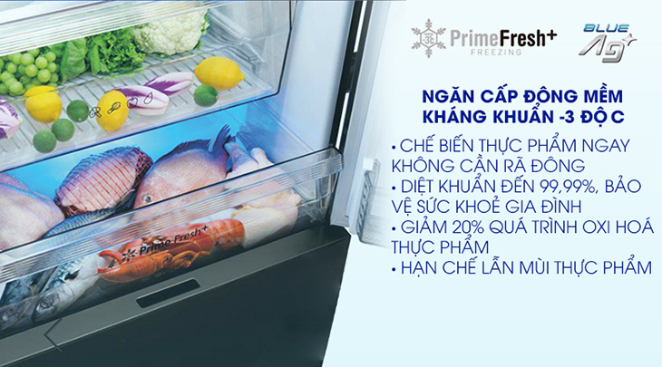 ngăn đông mềm còn tích hợp công nghệ Blue Ag+ hỗ trợ diệt khuẩn đến 99,99% có trên mẫu 290 lít NR-BV320GKVN.