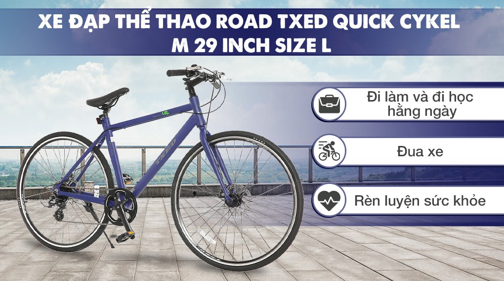 Xe Đạp Thể Thao Road Txed Quick Cykel M 29 inch Size L phù hợp dùng để đi học, đi làm hằng ngày, đua xe hoặc rèn luyện sức khỏe