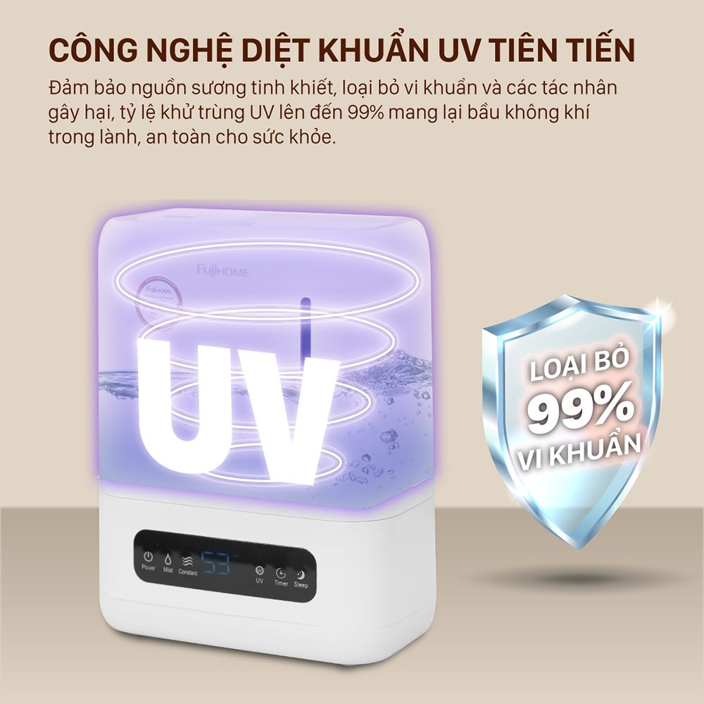 Máy tạo ẩm khuếch tán tinh dầu FUJIHOME HM04EUV mang lại bầu không khí trong lành, an toàn cho sức khỏe