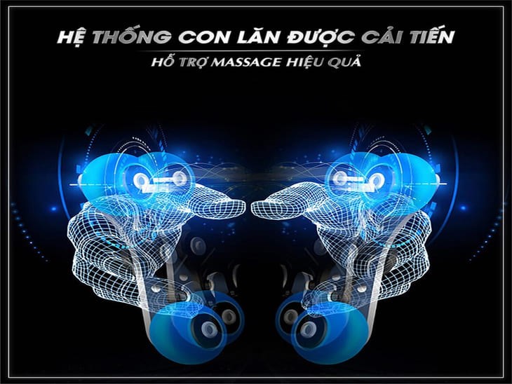 Con lăn massage 5D hiện đại mô phỏng tương tự như hoạt động của bàn tay con người khi massage