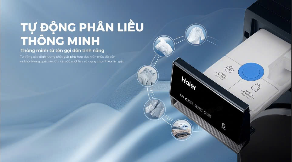 Ngăn chứa thông minh, phân bổ nước giặt/xả tự động, tiết kiệm công sức và thời gian