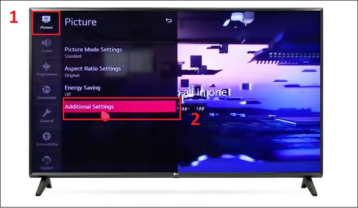 Vào mục Picture Settings > Chọn Additional Settings