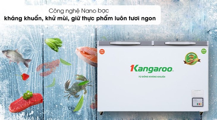 Tủ đông Kangaroo 327 lít KG498KX2 được trang bị công nghệ Nano Silver giúp thực phẩm luôn tươi ngon
