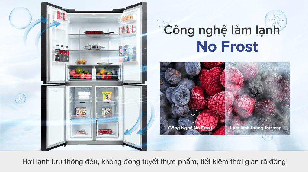 Tủ lạnh Samsung Inverter 488 lít Multi Door RF48A4010B4/SV với công nghệ No Frost tránh làm đóng tuyết thực phẩm
