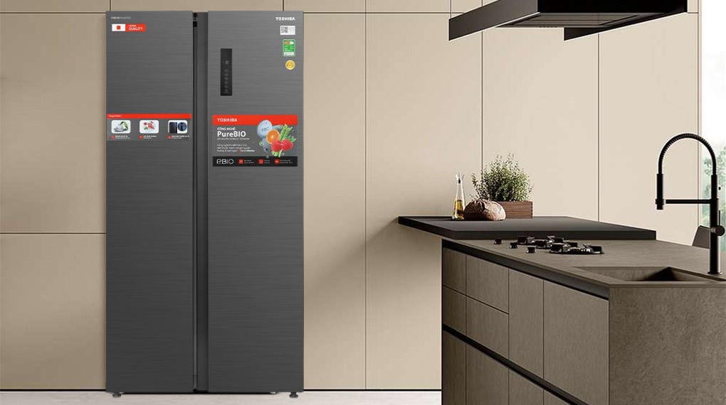 Tủ lạnh Toshiba Inverter GR-RS696WI-PMV(60)-AG với công nghệ PureBio có bộ lọc tinh thể Ag+ cho khả năng diệt khuẩn và khử mùi hiệu quả