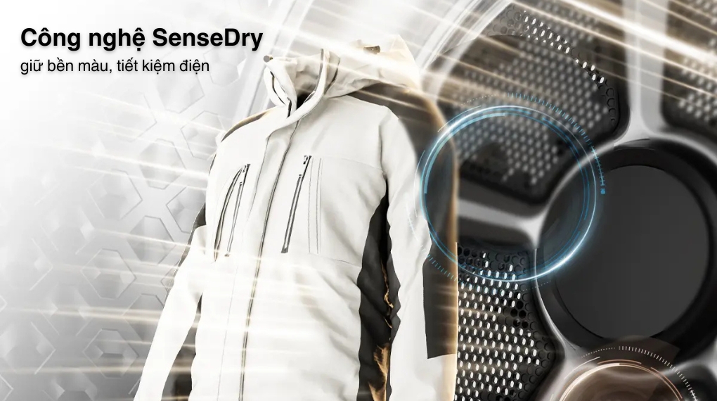 Máy sấy bơm nhiệt Toshiba 10 kg TD-BP110GHV(MG) với công nghệ SenseDry giúp giữ quần áo bền màu