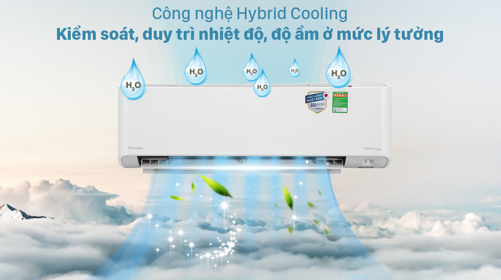 Điều hòa Daikin Inverter 8500 BTU FTKZ25VVMV được trang bị công nghệ Hybrid Cooling